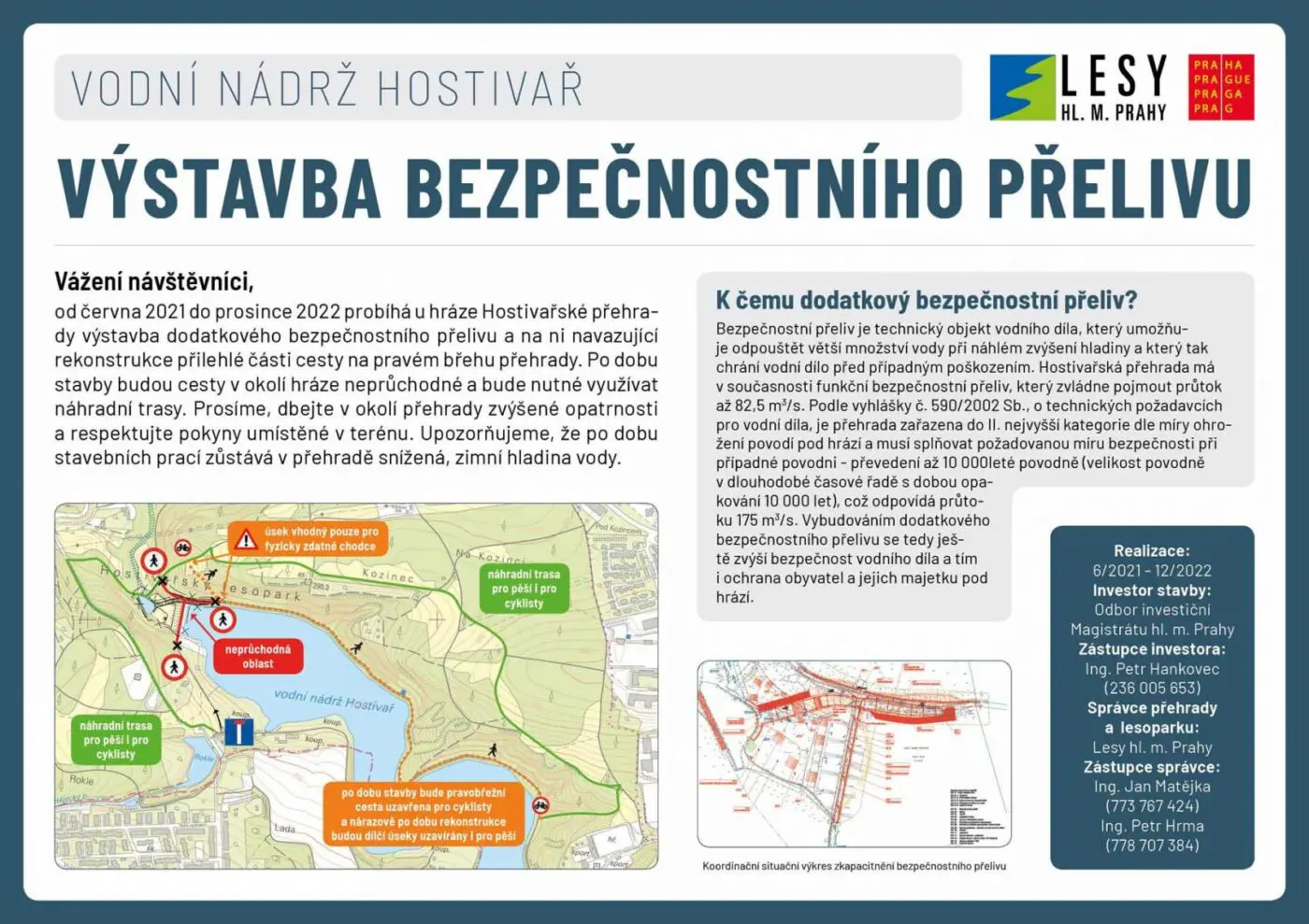 Informační cedule k výstavbě bezpečnostního přelivu